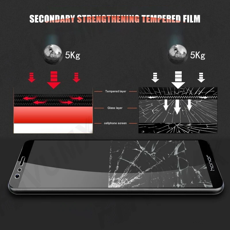 9h hardness tempered glass for huawei honor 8 9 lite v9 play view 10 v10 screen protector honor 7x 7a 7c 7s protective glas film free global shipping