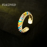 flscdyed bohemia dripping oil rings for women color spiral pattern sweet girls finger rings for 2022 trend party jewelry gift