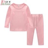 de peach autumn children thermal underwear sets for girls boys baby winter clothes suit solid color cotton warm long johns