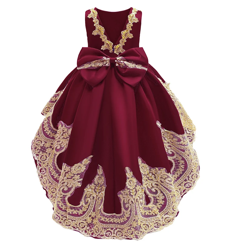 Платье для девочек От 2 до 8 лет кружевное платье с хвостом банкетное вечернее