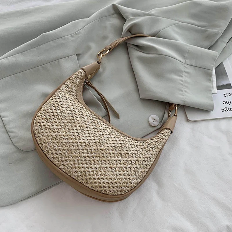 

Half-Moon Design PU Leather Crossbody Bags for Women 2021 Simple Sold Color Ladies Fashion Shoulder Handbags