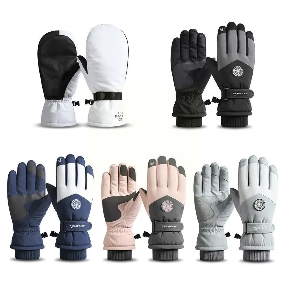 

Winter Ski Gloves Outdoor Riding Motorcycle Non-slip Gloves Velvet Waterproof Plus Windproof Warm Screen Q3L0