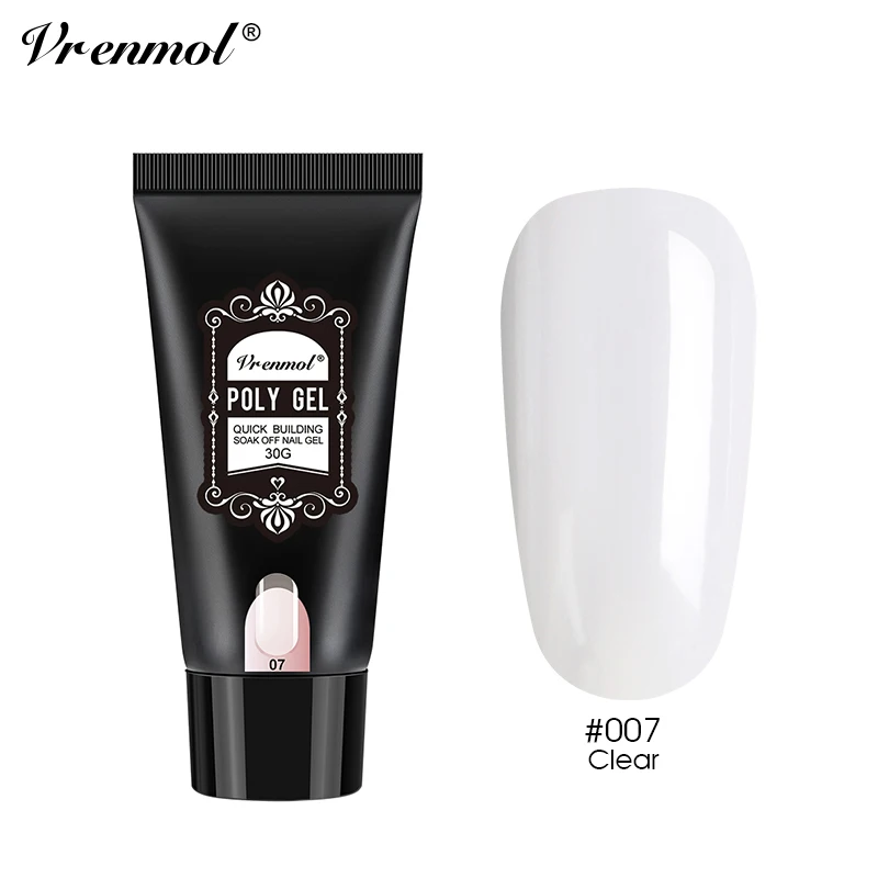 30ml clear Vrenmol Poly гель Semic Перманентный не чистый лак верхнее Базовое покрытие гель лак верхнее покрытие Базовое покрытие основа прозрачный гель лак - Цвет: 30ml clear