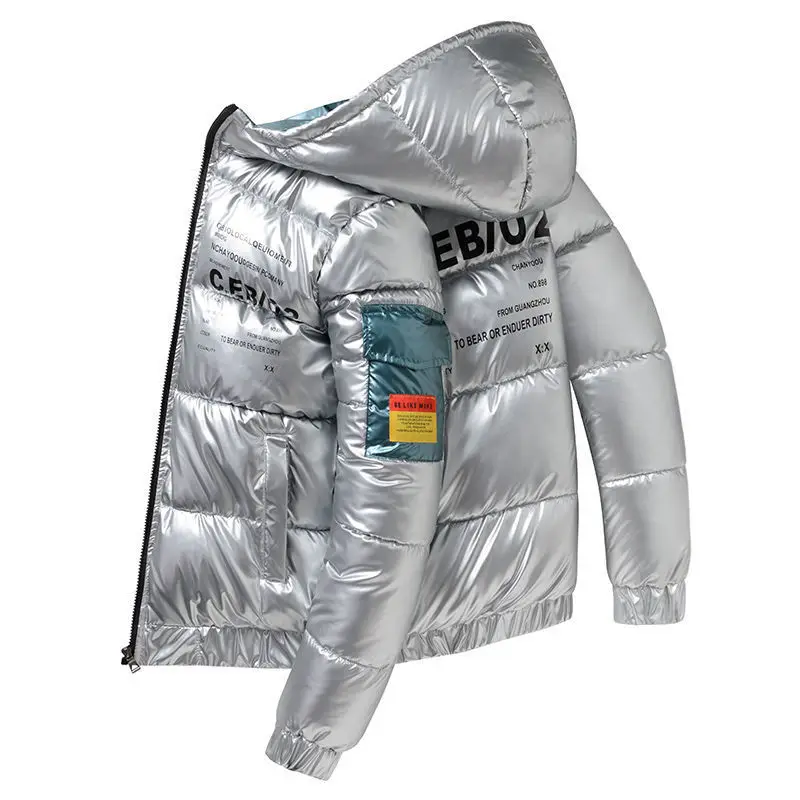 

Мужская толстовка, зимняя Светоотражающая водонепроницаемая одежда, блестящая куртка-пуховик