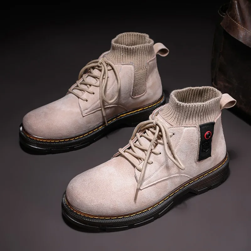 

Men's Casual Winter Retro Ankle Boots Fashionable and Comfortable Lace Up Men Boots British All-match High-top Tooling Boots