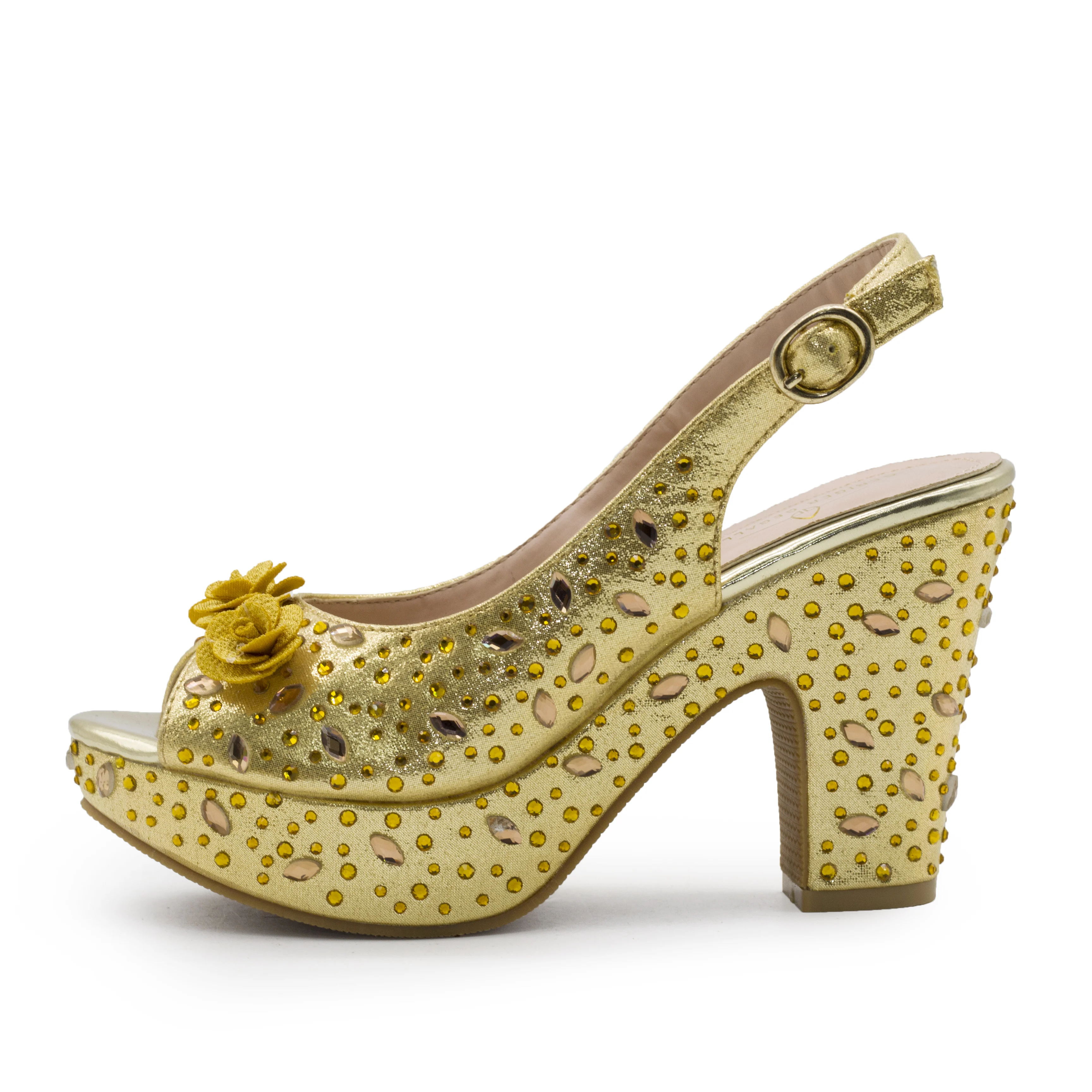 Flower Silver Sexy Sandals Golden Summer Girls Shoes Female Footwear with Flatforms Italian Chunky High Heeled Sandals Heel New