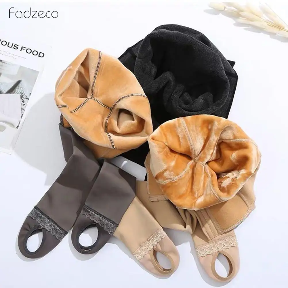 Женские бархатные леггинсы FADZECO теплые однотонные до щиколотки с высокой талией