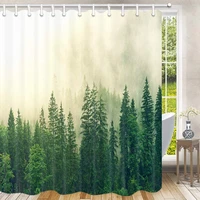 rustic nature forest shower curtains misty forest nature mountain green fog magic woodland pine tree bathroom curtain decor set