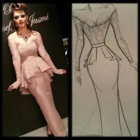 Sarahbridal Elegant Lace Sheath Celebrity Dresses Myriam Fares Sexy 2015 New Evening Celebrities Red Carpet Dresses Long Sleeves