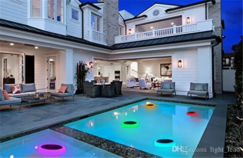 للبيع 4 قطعة RGB LED مصباح إضاءة حمام سباحة يعمل تحت الماء IP68 للماء الطاقة الشمسية مصباح طاقة مع 24 مفتاح تحكم عن بعد إضاءة المشهد