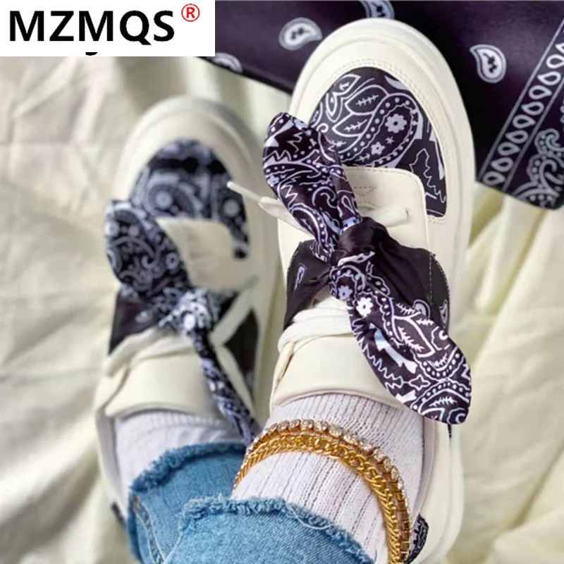 

Женские кроссовки на низком каблуке, Повседневные Удобные кроссовки с круглым принтом и перекрестными кружевами на плоской подошве, Новинк...