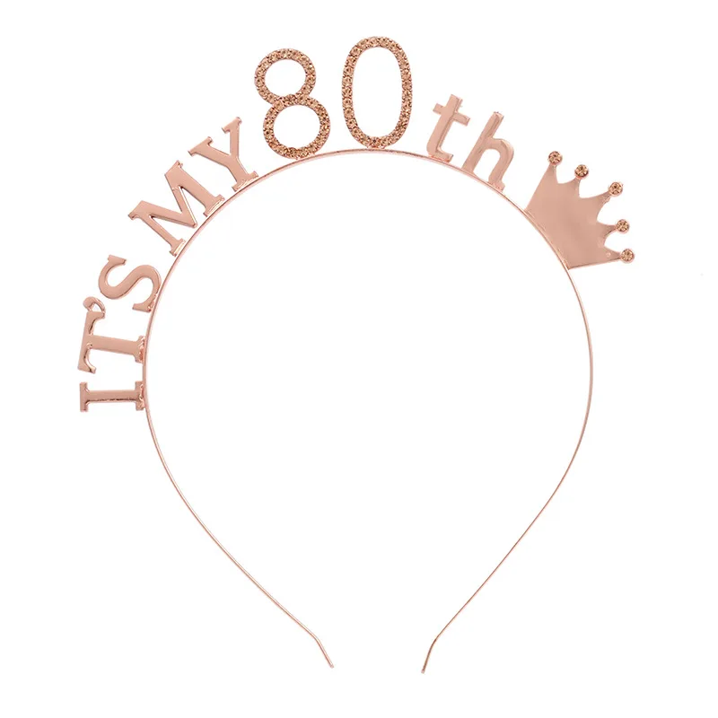 Розовое золото с надписью It's My 80th Birthday Crown головной убор Комплект одежды из