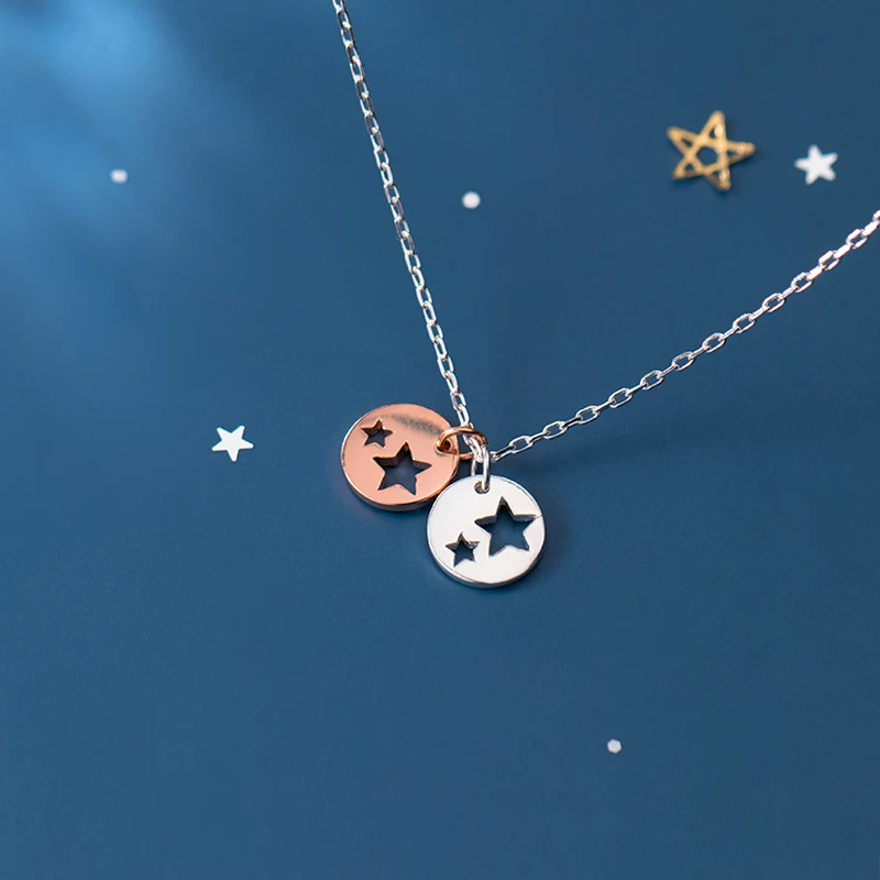 Colusiwei натуральная 925 стерлингового серебра Кружок с кулон в виде полой звезды