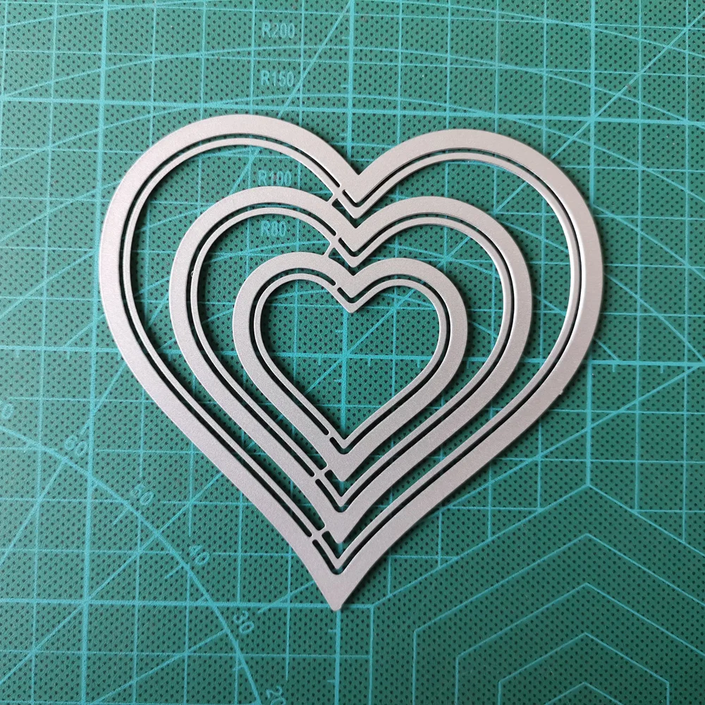 102X98mm 6Pcs Heart Hollow Frame Metal Steel Cutting Dies Stencil DIY Scrapbooking Paper Card Embossing Die Template | Дом и сад