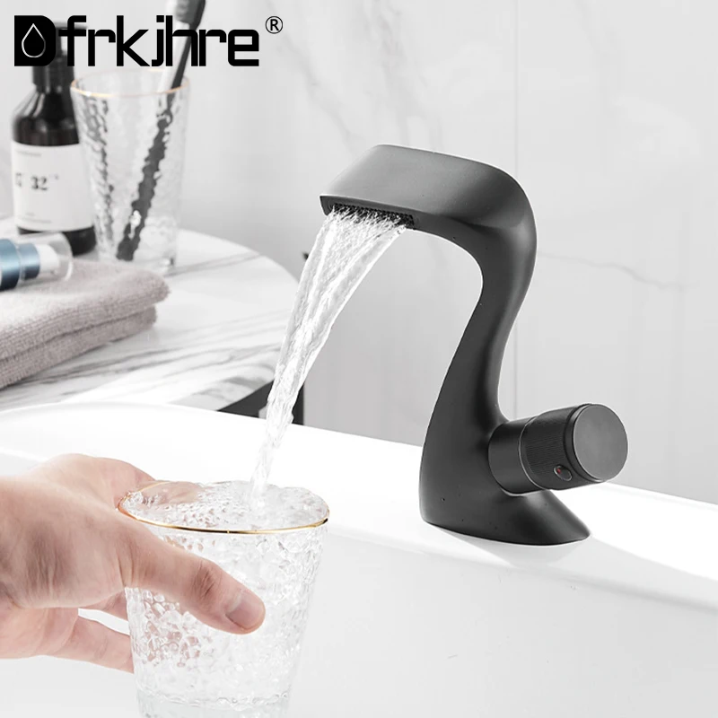 

Gun Gray Basin Faucet Bathroom Black Washbasin Sink Faucets Hot Cold Water Mixer Crane Deck Mounted Single Hole Bathroom Tap