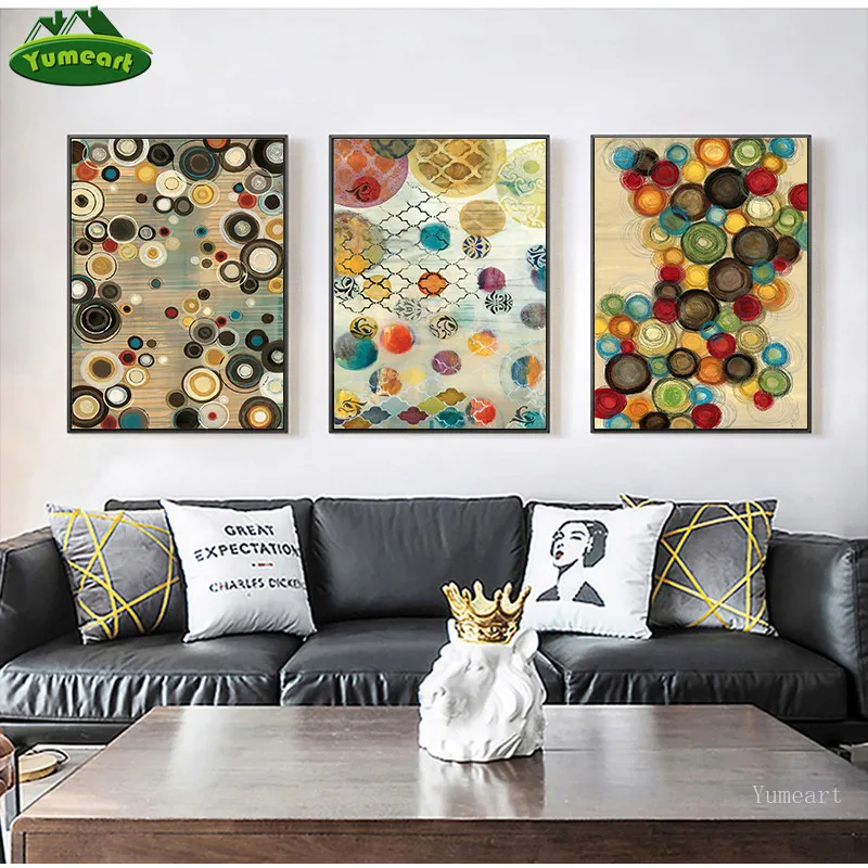 Абстрактная Геометрическая круглая изогнутая линия настенная Картина на холсте