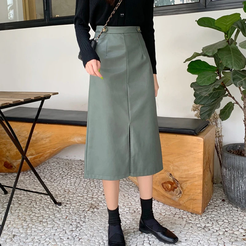 BGTEEVER осенне-зимняя юбка трапециевидной формы из искусственной кожи Женская