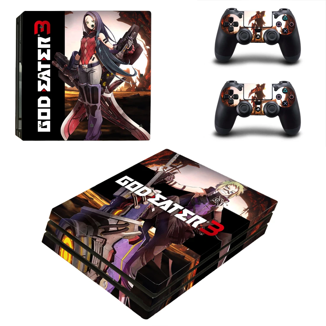 

God Eater Style PS4 Pro Skin Sticker for Sony Playstation 4 Pro Console & 2 Controllers Decal Vinyl Protective Skins Style 8