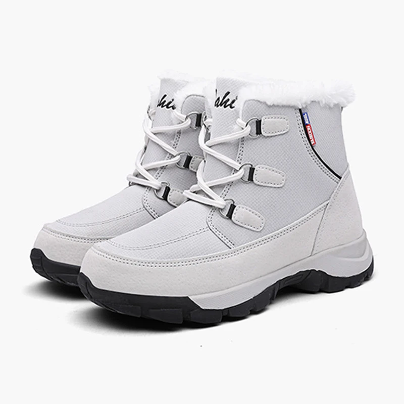 

fashion tube warm cotton outdoor shoes Round Toe Lace-Up snow boots solid Waterproof Boots Winter large size women's boots