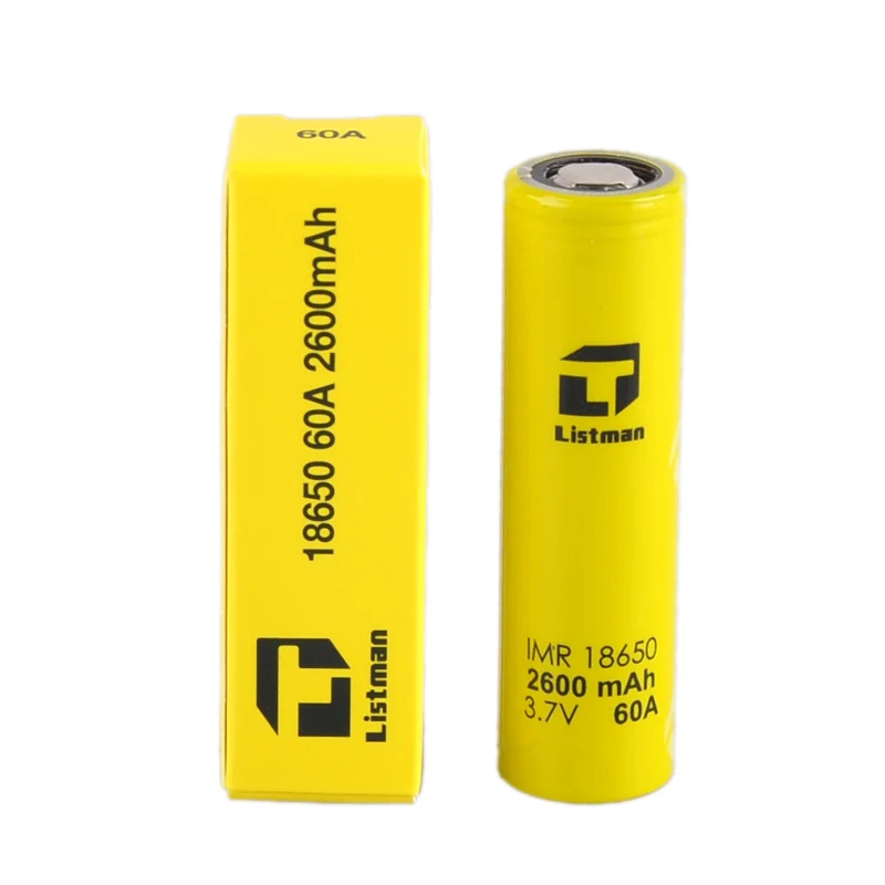 Vape батарея Listman IMR 18650 3 7 V 60A 2600mAh литий-ионный аккумулятор для бокс мод электронных