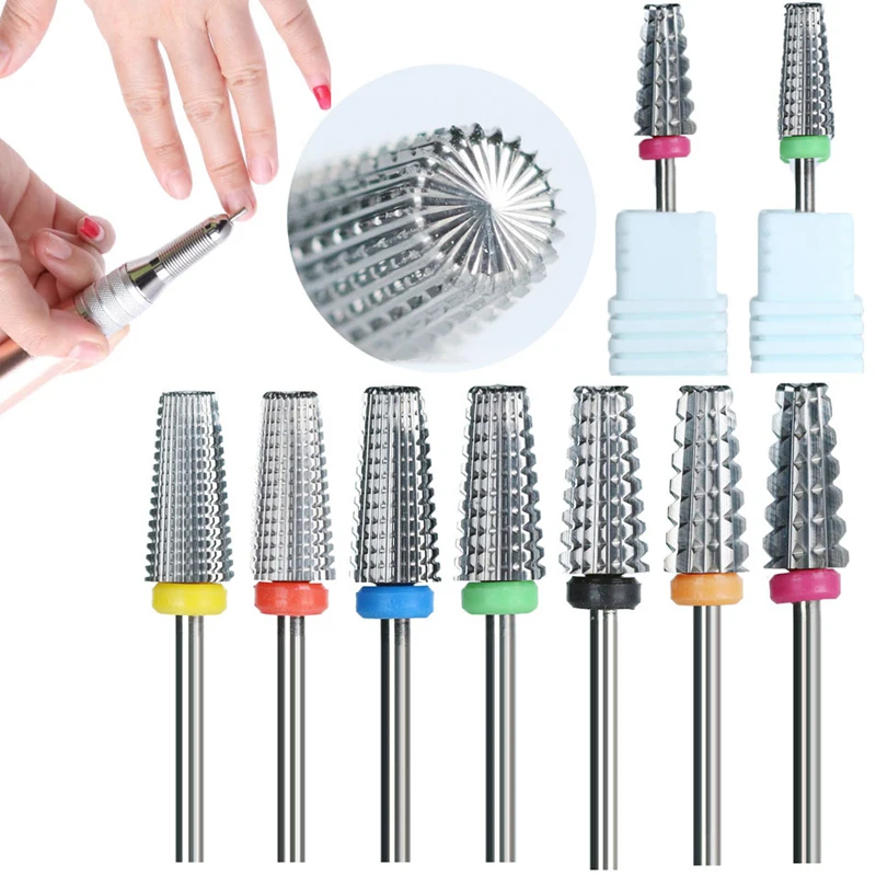 

5 in 1 Tapered Safety Carbide Nail Drill Bits Milling Cutter With Cut Drills Carbide For Manicure Remove Gel Nails Accessories