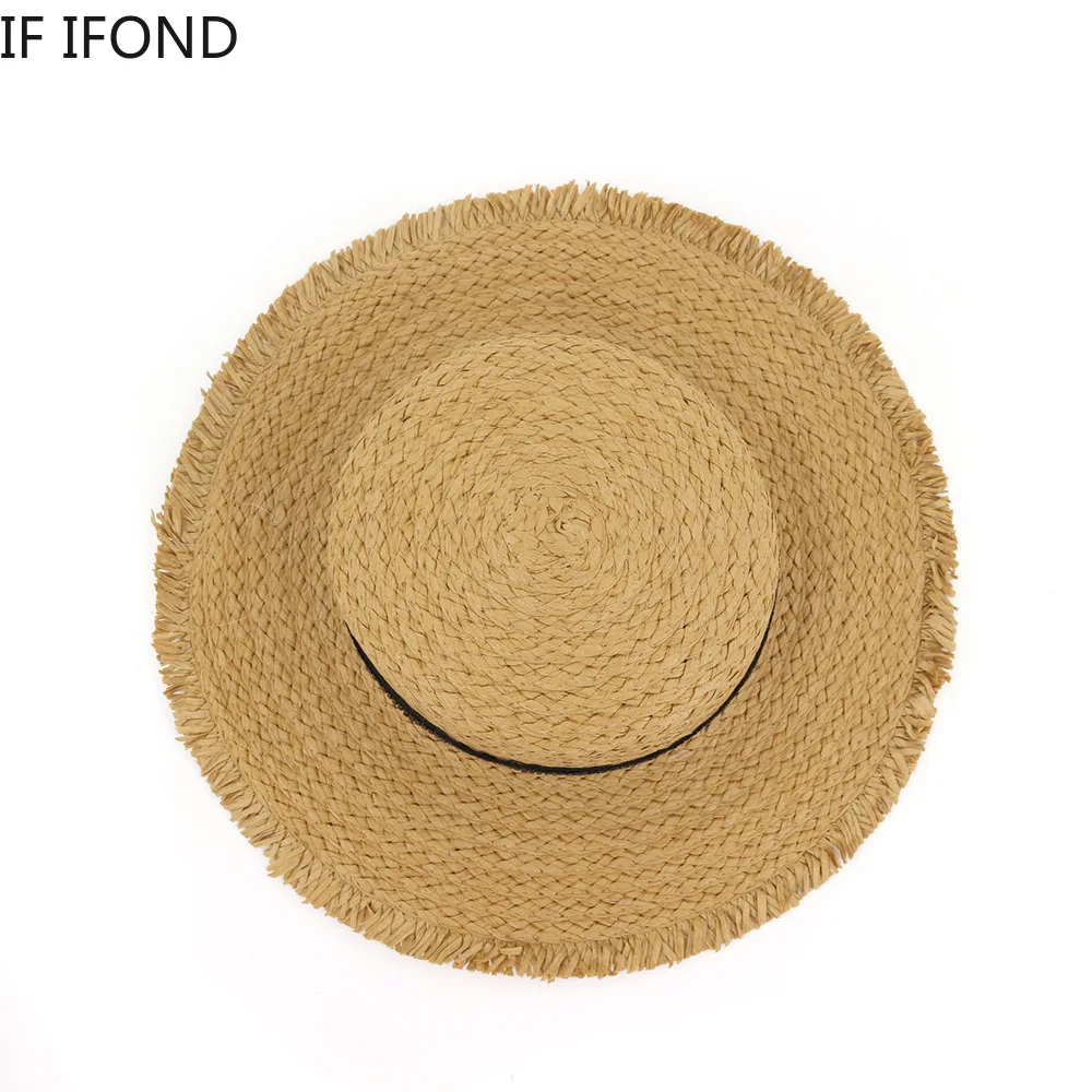 European and American Retro Braided Hat Female Loose Sunscreen Sunshade Flat Cap Fashion Chapeau Paille Lady Sun Hats | Аксессуары для
