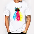 Мужская повседневная Простая белая футболка с металлической лентой и принтом камеры, крутые летние топы