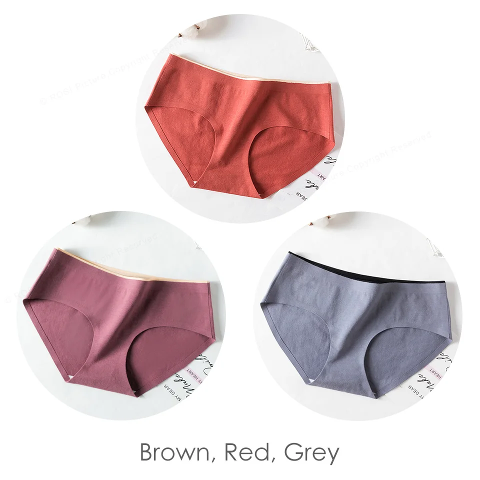 Brown Red Grey Новые Бесшовные женские трусы, сексуальные хлопковые трусики, женское нижнее белье, трусы, женское нижнее белье, интимные женские трусики - Цвет: Brown Red Grey