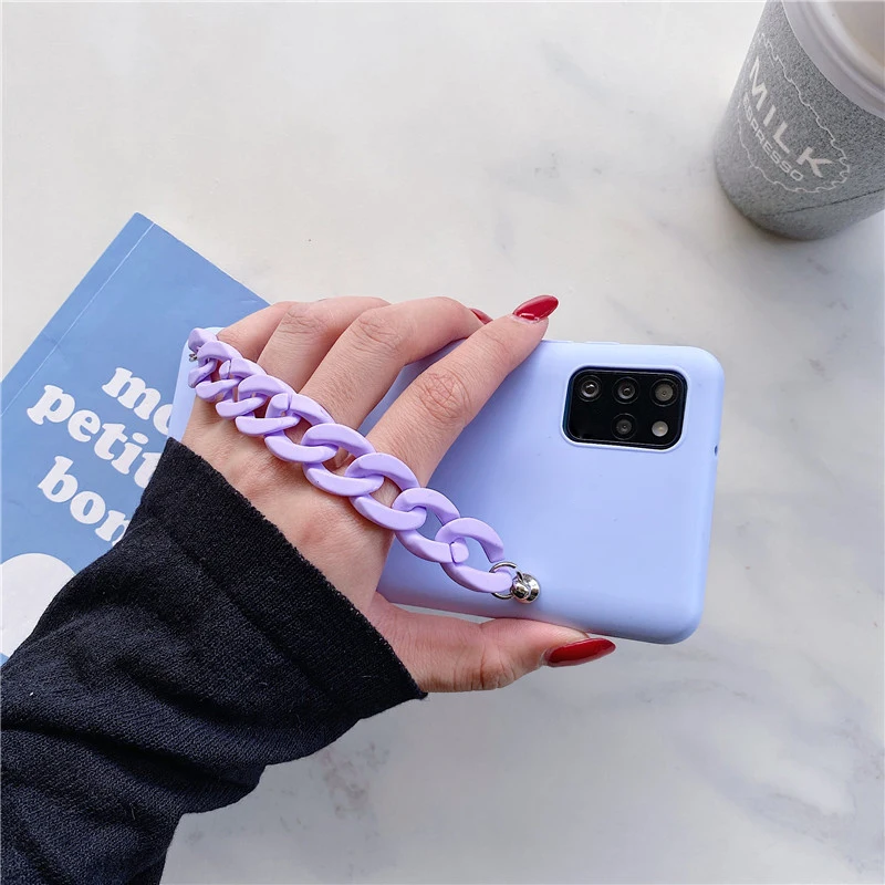 Silicone Bracelet Wriststrap Phone Case For Samsung Galaxy S21 Ultra Note 20 Ultra Note 10 Plus Lite 9 8 Matte Soft Back Cover