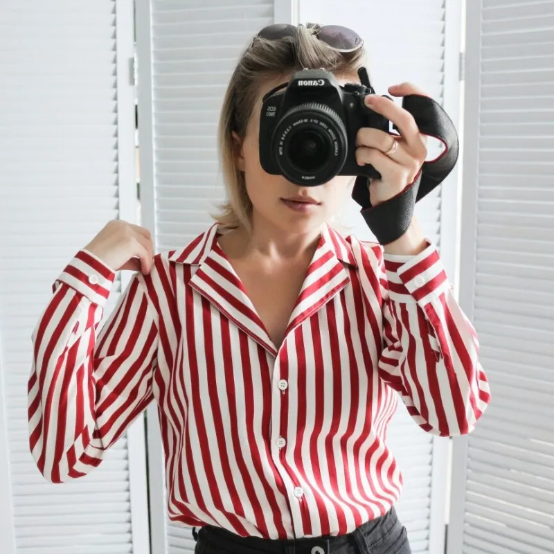 2020 New Spring Autumn Women Blouse black strips V-Neck Long Sleeve Work Shirts office Tops Striped blouse for business | Женская одежда