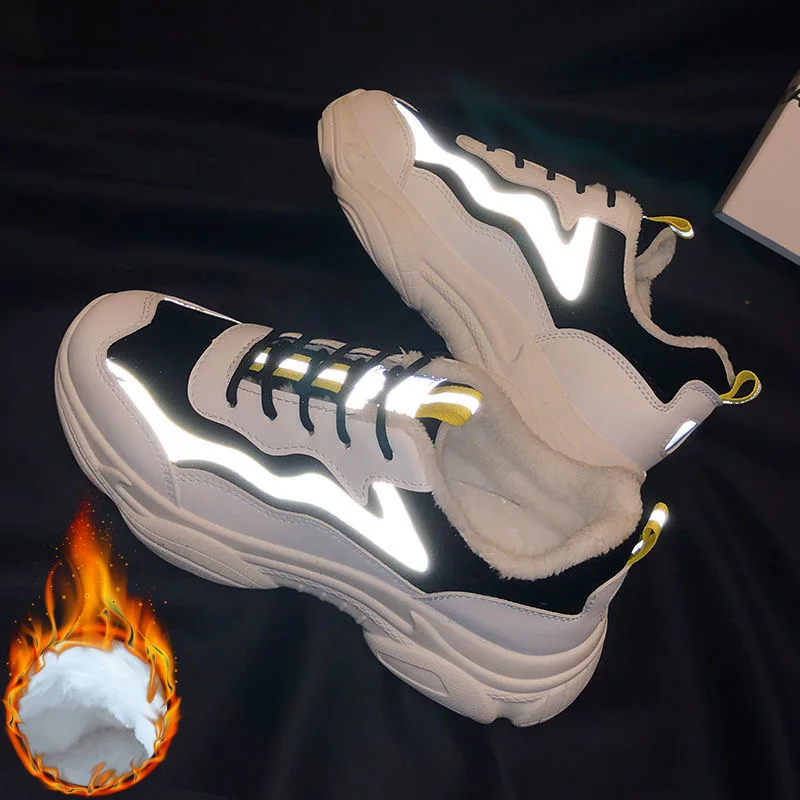 

2021 Winter Warm Men's Platform Sneakers Plush Male Chunky Shoes Trainers Men Sneakers Tenis Masculino Zapatillas Hombre