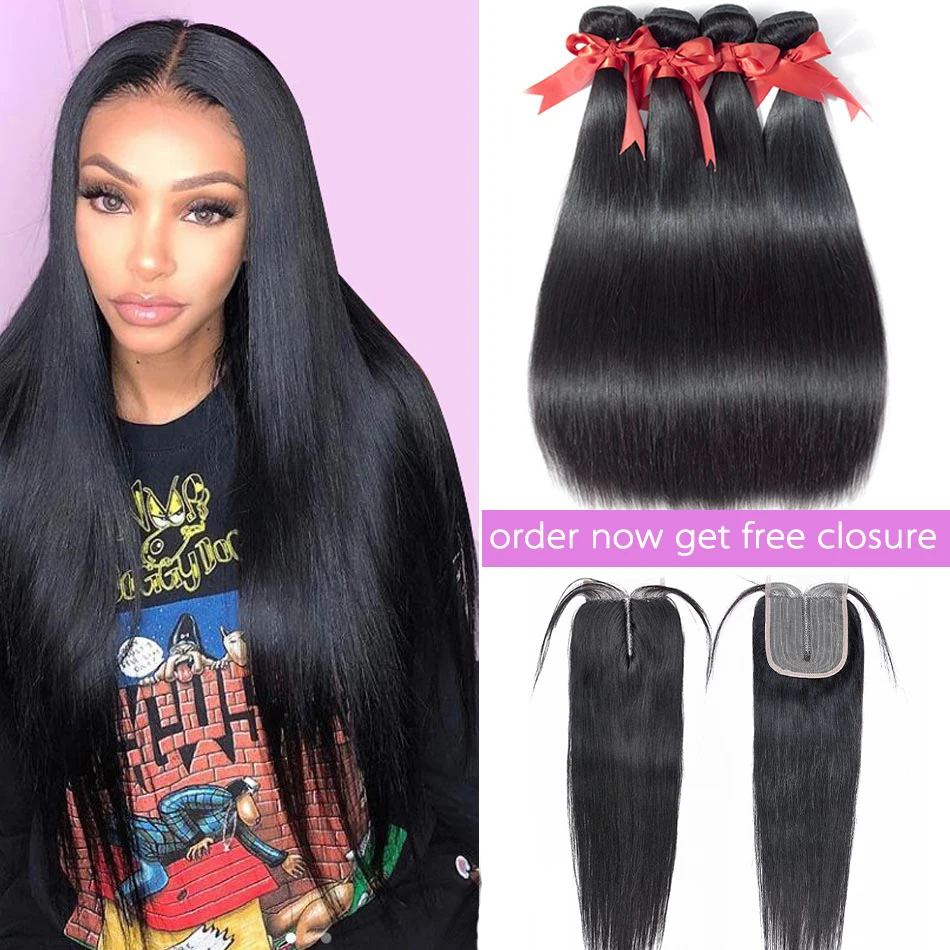

Alidiamond Straight Human Hair Bundles Brazilian Body Wave Human Hair Weave Bundles order get free HD Transparent T Lace Closure