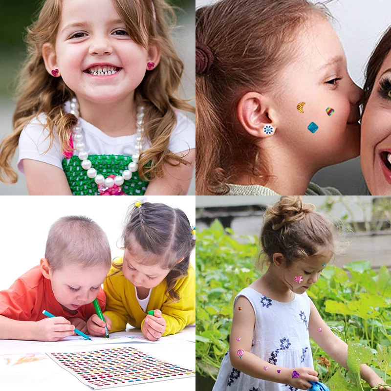 3D наклейки с драгоценными камнями блестящие Кристальные на лицо для девочек