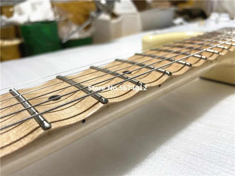 klassische unterschrift vintage creme gelb 6 string e gitarre geriffelte ahorn xylophon hals frei von versand free global shipping