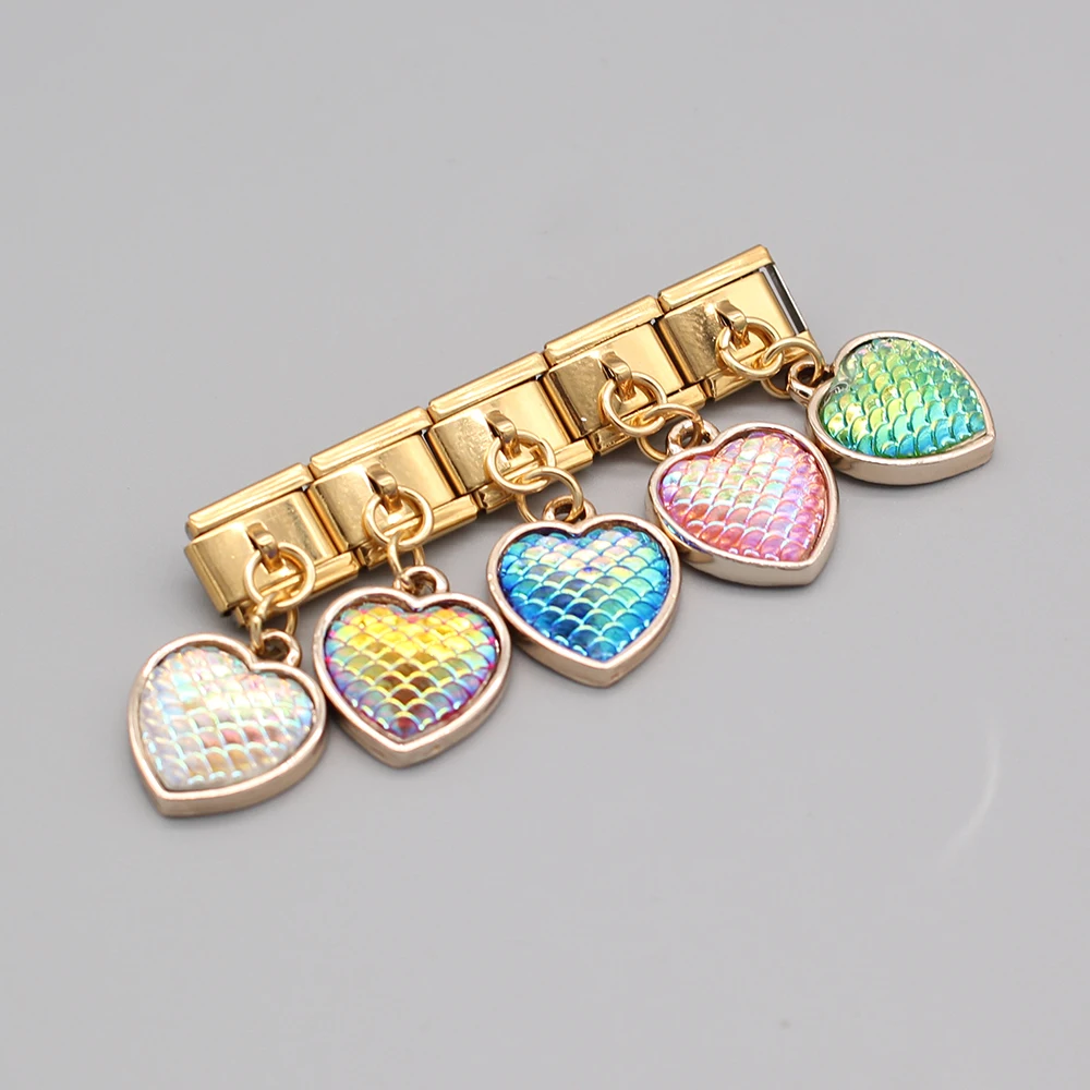 Hapiship 2019 оригинальная Маргаритка Золотое сердце рыбья чешуя Русалка итальянский