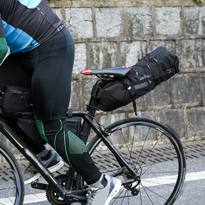 

8/12L Waterproof Bicycle Saddle Bag Reflective Large Capacity Foldable Tail Bag Cycling MTB Trunk Pannier Black Rear Bike Bag