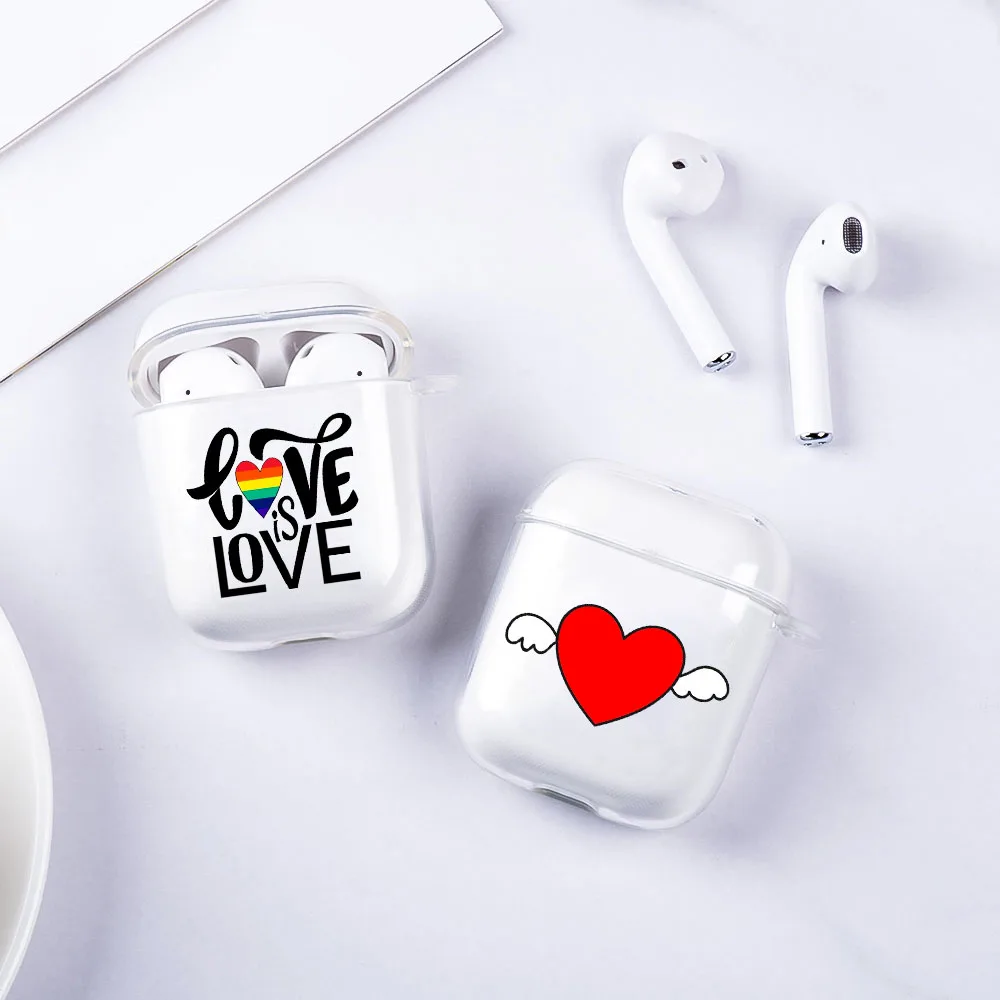 

hot Heart Love Pride couple angel cute cartoon Earphone Case for Aipods 1 2 Soft silicone TPU Cover for Blutooth Airpods box