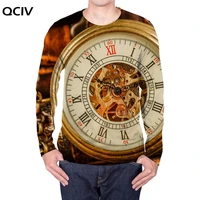 qciv clock long sleeve t shirt men retro punk rock novel hip hop harajuku anime clothes mens clothing new fashion high quality
