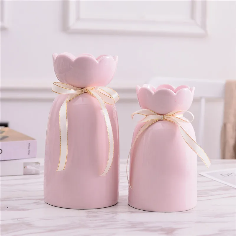 Простая Современная керамическая ваза с бантом в стиле INS украшение для дома