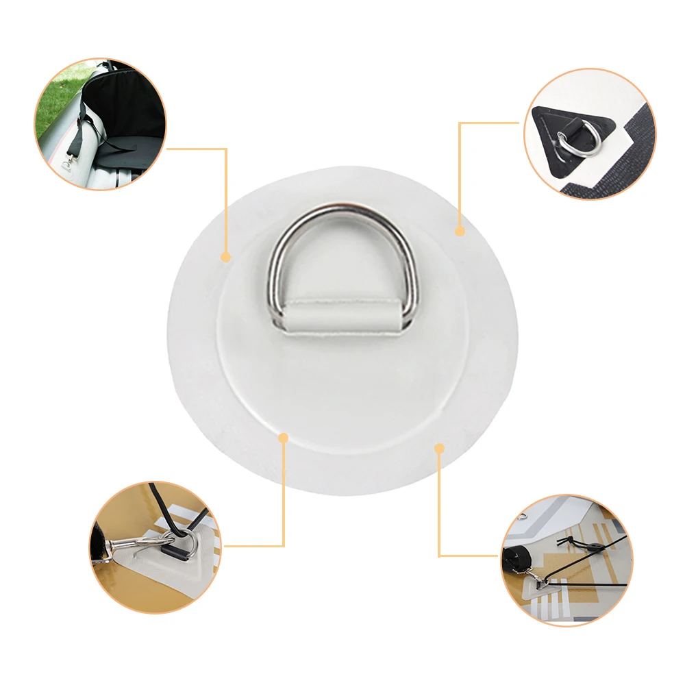 

1pc Surfboard Dinghy PVC Patch with 5cm Stainless Steel D Ring Deck Rigging Round Rings Pad Boat Accessories