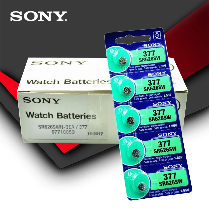 200 шт. Sony 100% оригинал 377 SR626SW SR626 AG4 1 55 в оксид серебра часовая батарея кнопочная