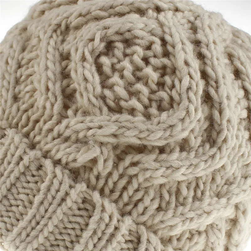 

Mode herfst winter hoeden voor vrouwen geometrische wol gebreide muts effen handgemaakte beanie cap gorros mujer invierno