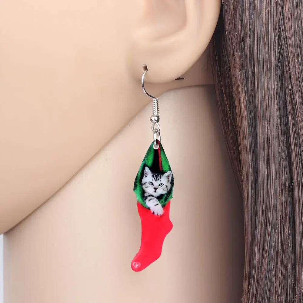 Bonsny акриловые рождественские носки американские короткие волосы кошка