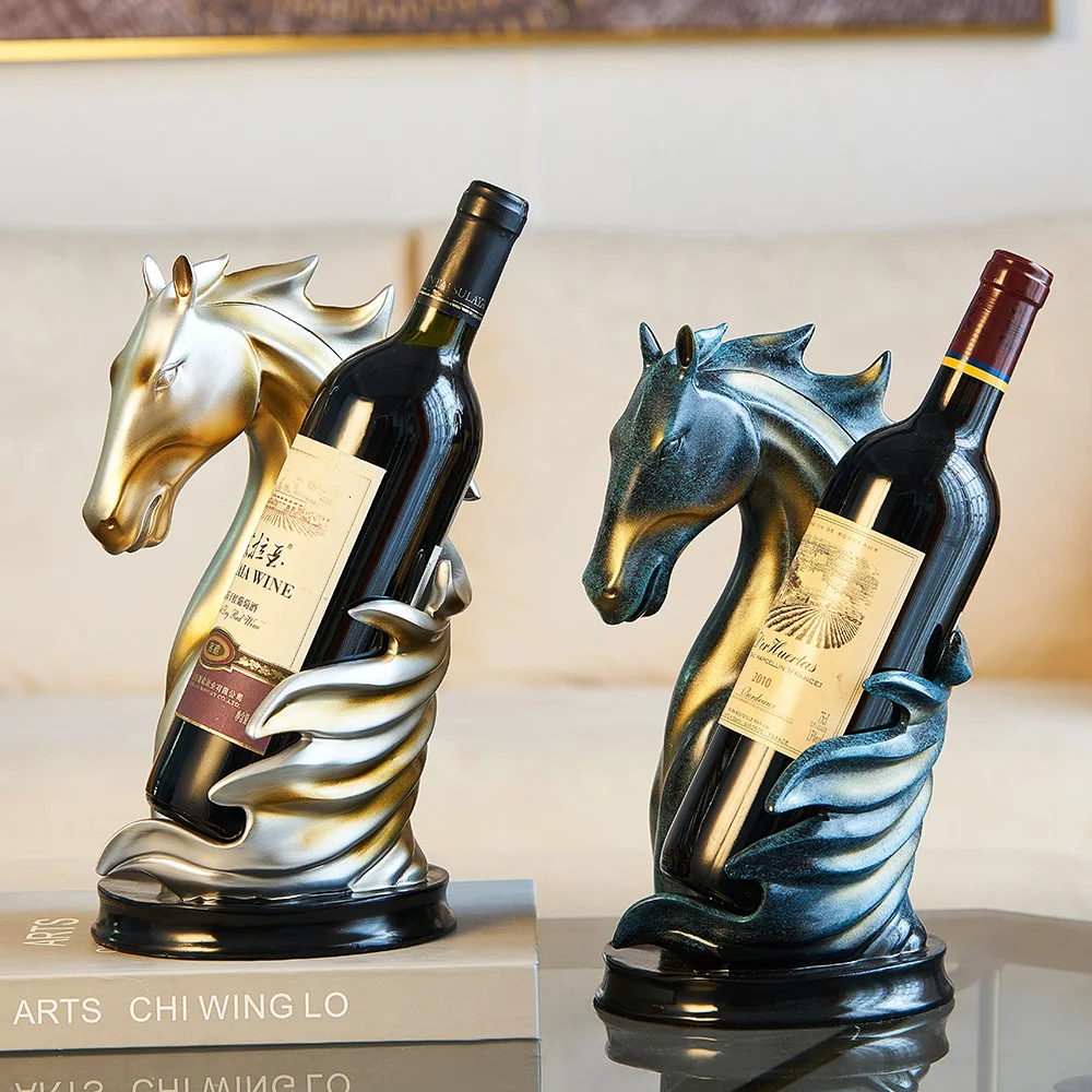 

Скандинавская скульптура лошади, поделки из смолы, стойка для винных бутылок, украшение для винного шкафа, гостиной, украшение для дома, укр...
