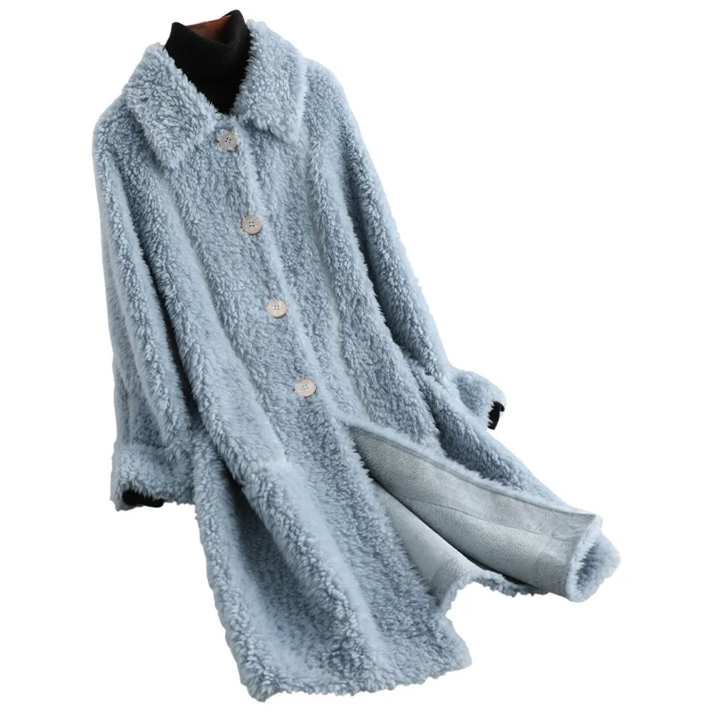 

Меховое пальто из смесовой шерсти, зимняя женская куртка, верхняя одежда, LF2105