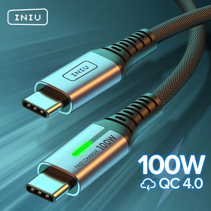 Кабель INIU PD 100 Вт с USB C на Type для быстрой зарядки зарядное устройство телефона шнур