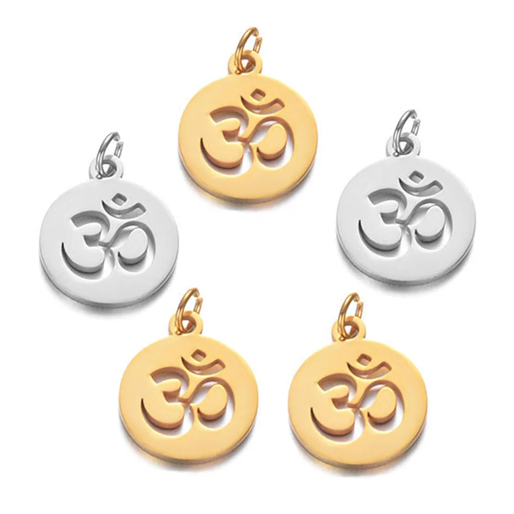 5pcs/lot Stainless Steel Charm Hollow OM Connectors Pendant DIY Jewelry Making Accessories Findings Wholesale