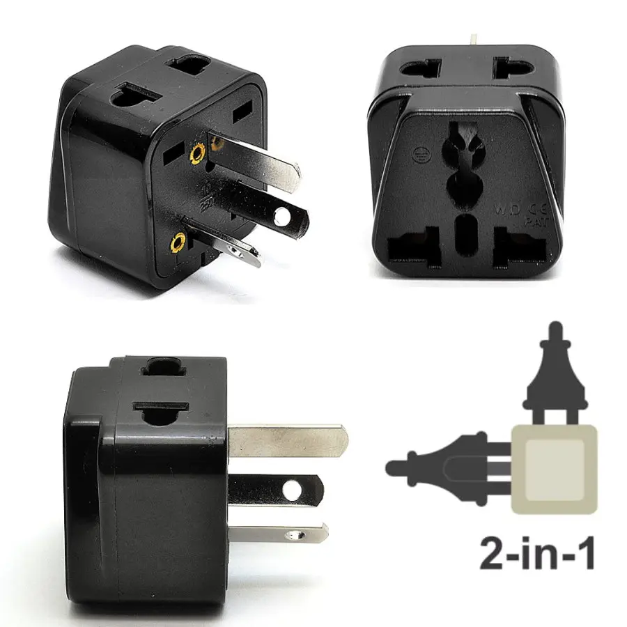 

2-in-1 Argentina, Uruguay, AU, NZ, China Electrical Plug Adapter Universal Outlet for US/EU/UK AC100~250V 10A