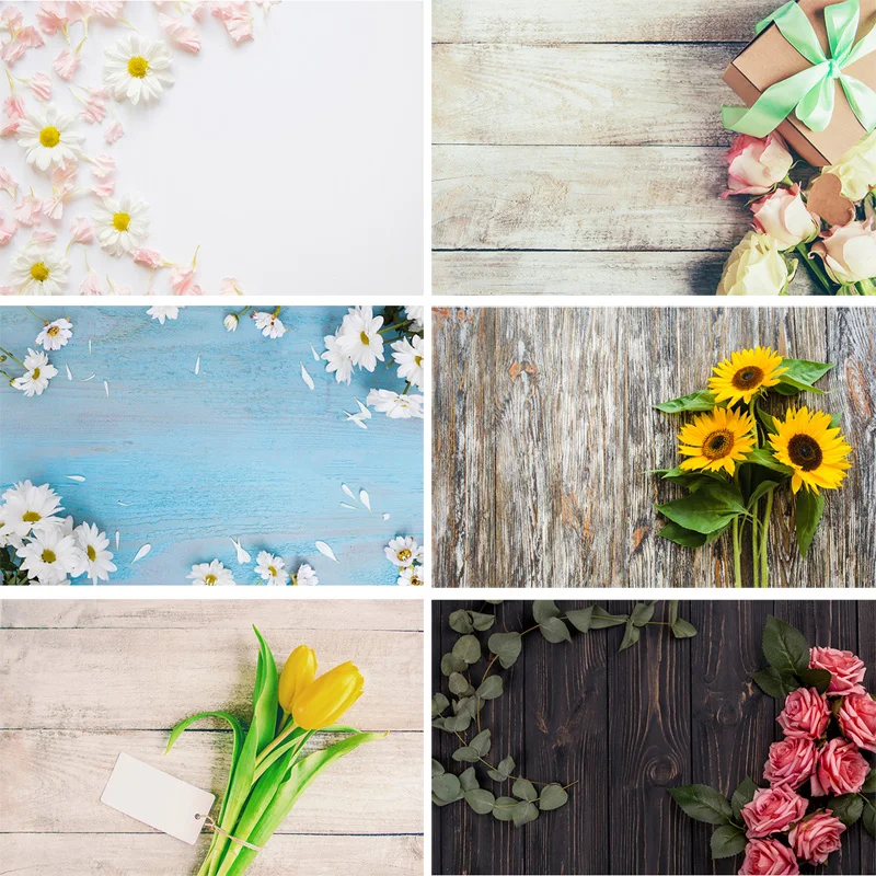 

ZHISUXI Vinyl Photography Backdrops scenery Flower and Wooden Planks Photography Background 191020-21-22-003