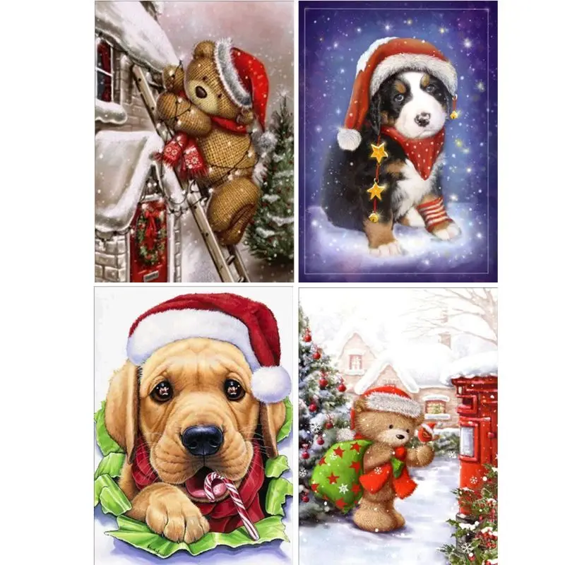 4 упаковки рождественские животные 5D DIY алмазные наборы для рисования Стразы со